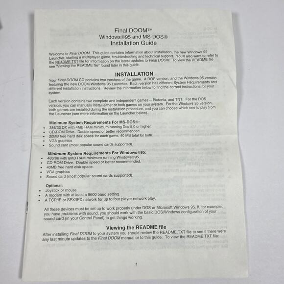 VTG Final Doom PC Big Box Windows 95 CD-ROM 1994 iD Software - Picture 6 of 14